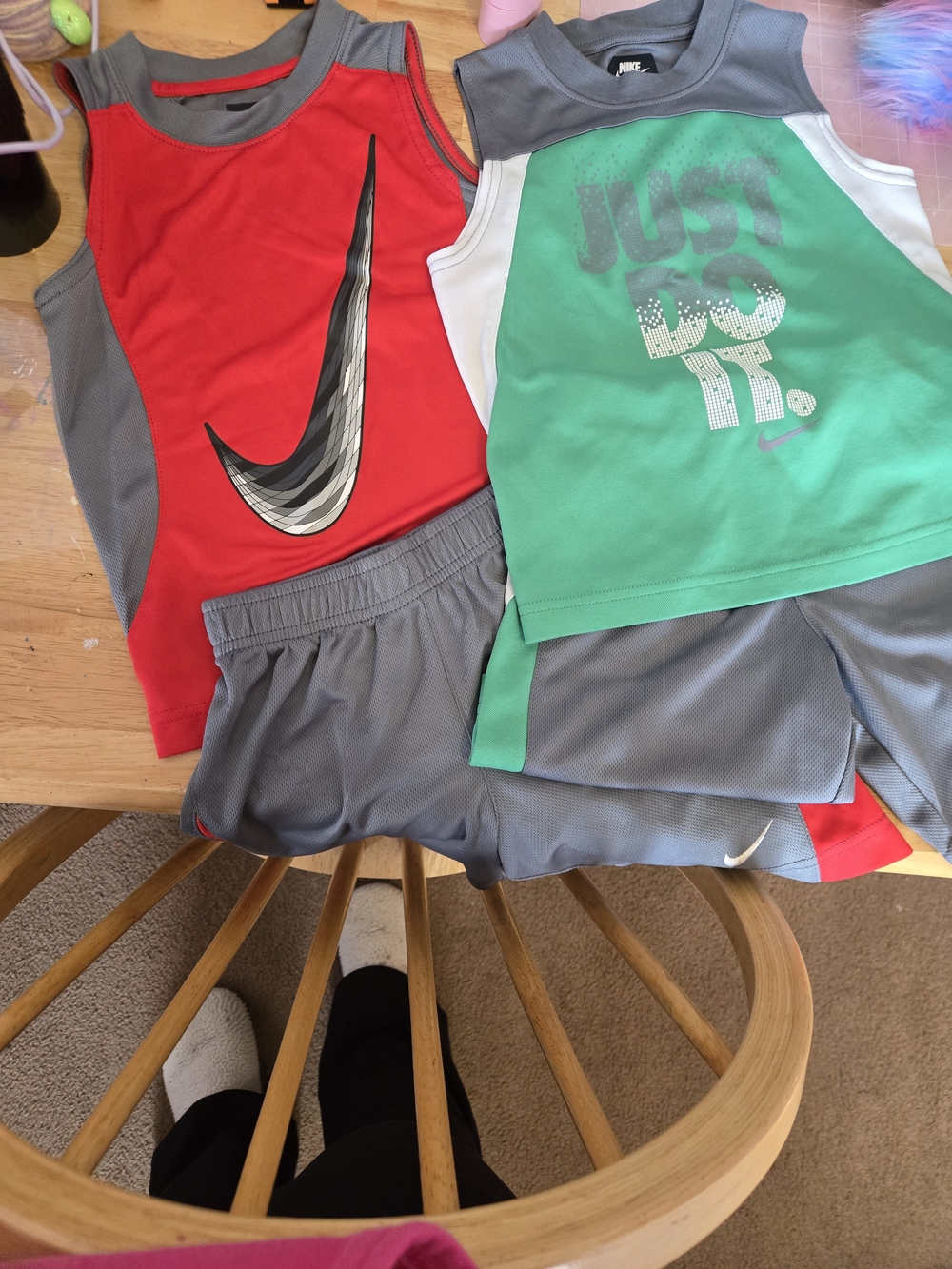 Nike Boys Active Tank & Shorts Set - Red, Green, Gray